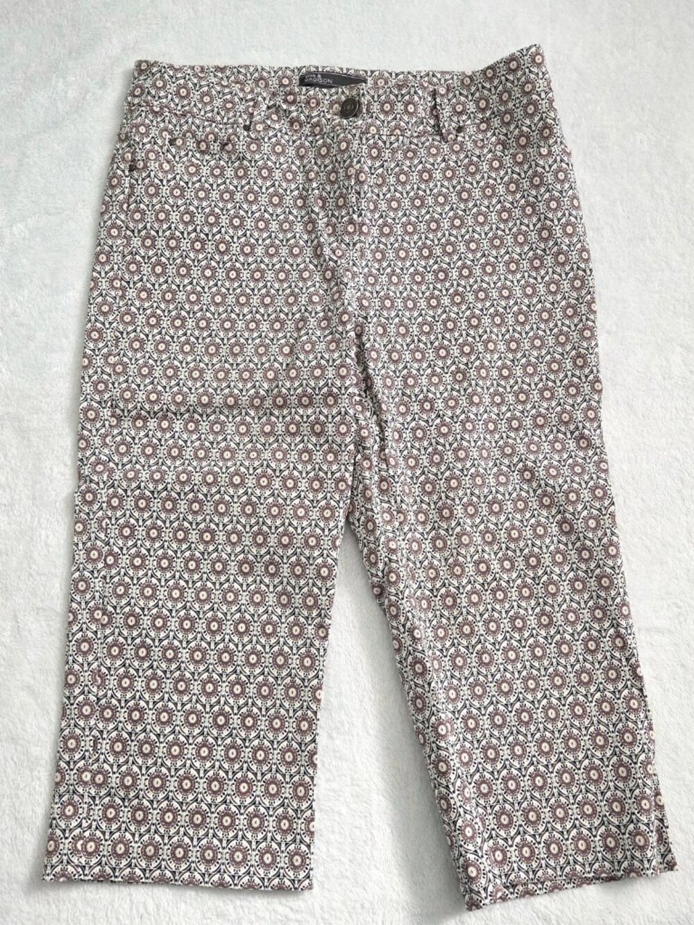 Y2K Geometric Print Capri Pants Sz 10 Earthy Mosaic‎ Mandala 89th Madison Preppy